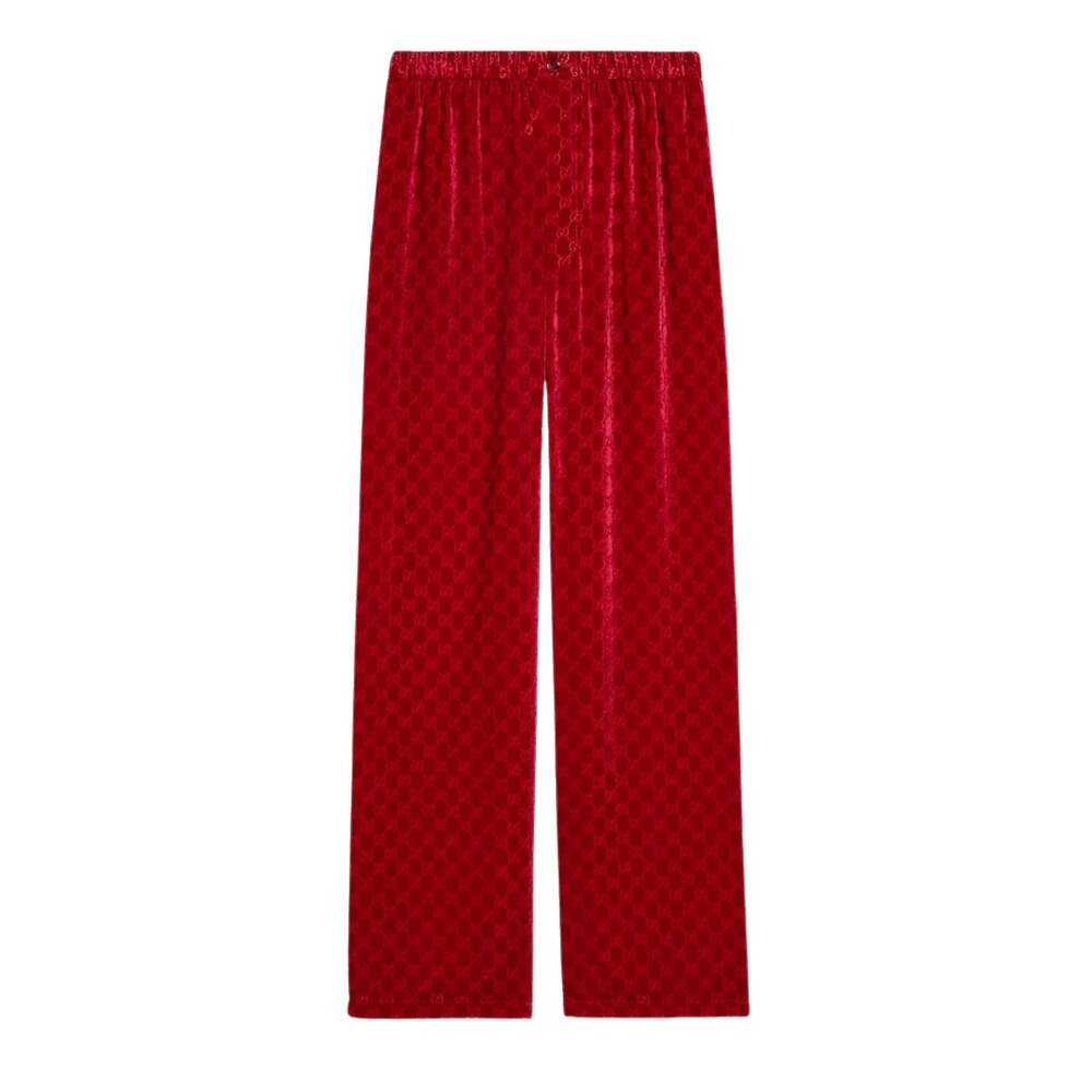 Gucci - GG Velvet Devoré Wide-Leg Pants - IT 44